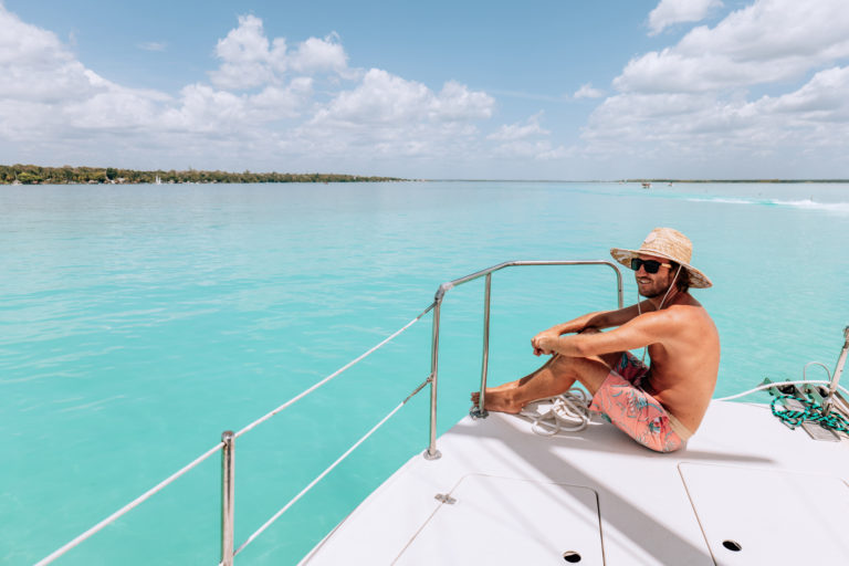 Relaxing on a catamaran trip